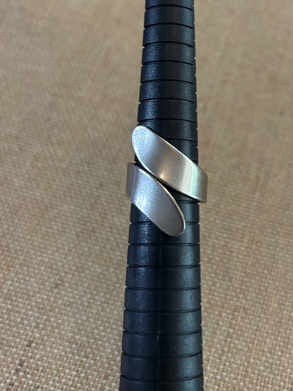 Silver Adjustable Ring Abstract Modernist Vintage Marked Hong Kong